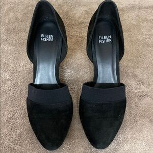 Eileen Fisher Women's Hilly Suede D’Orsay Black pumps size 8